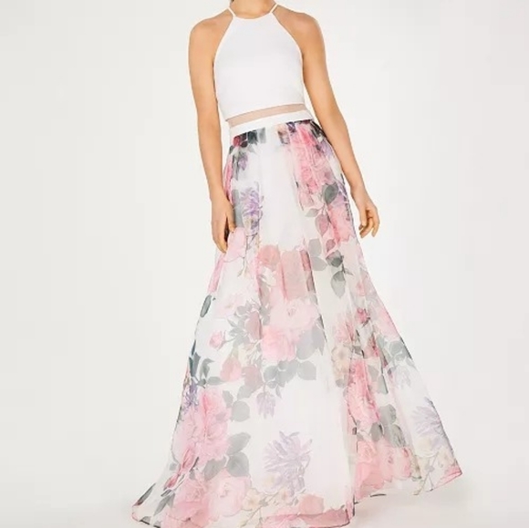 B Darlin White Floral Organza Prom Dress 11/12 - Picture 2 of 13